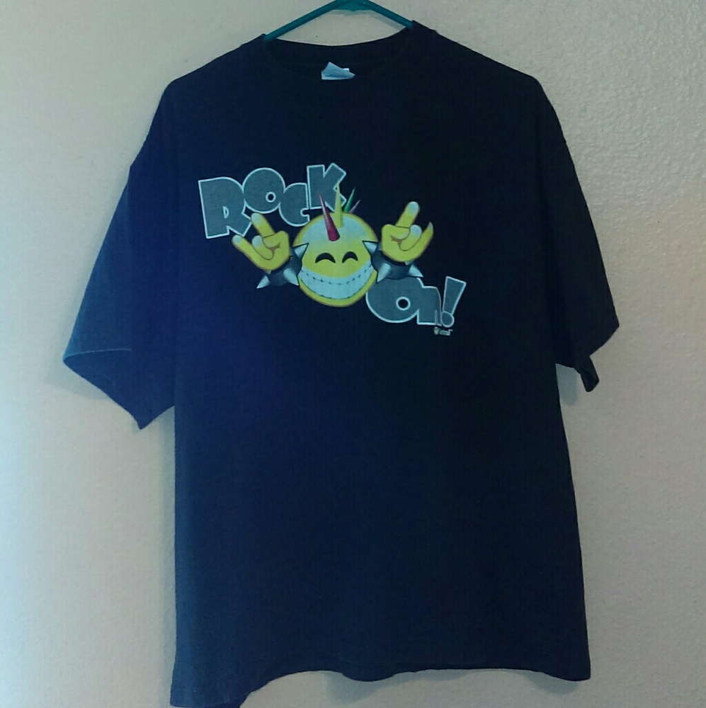 Vintage Rock On  Emoji black T-shirt